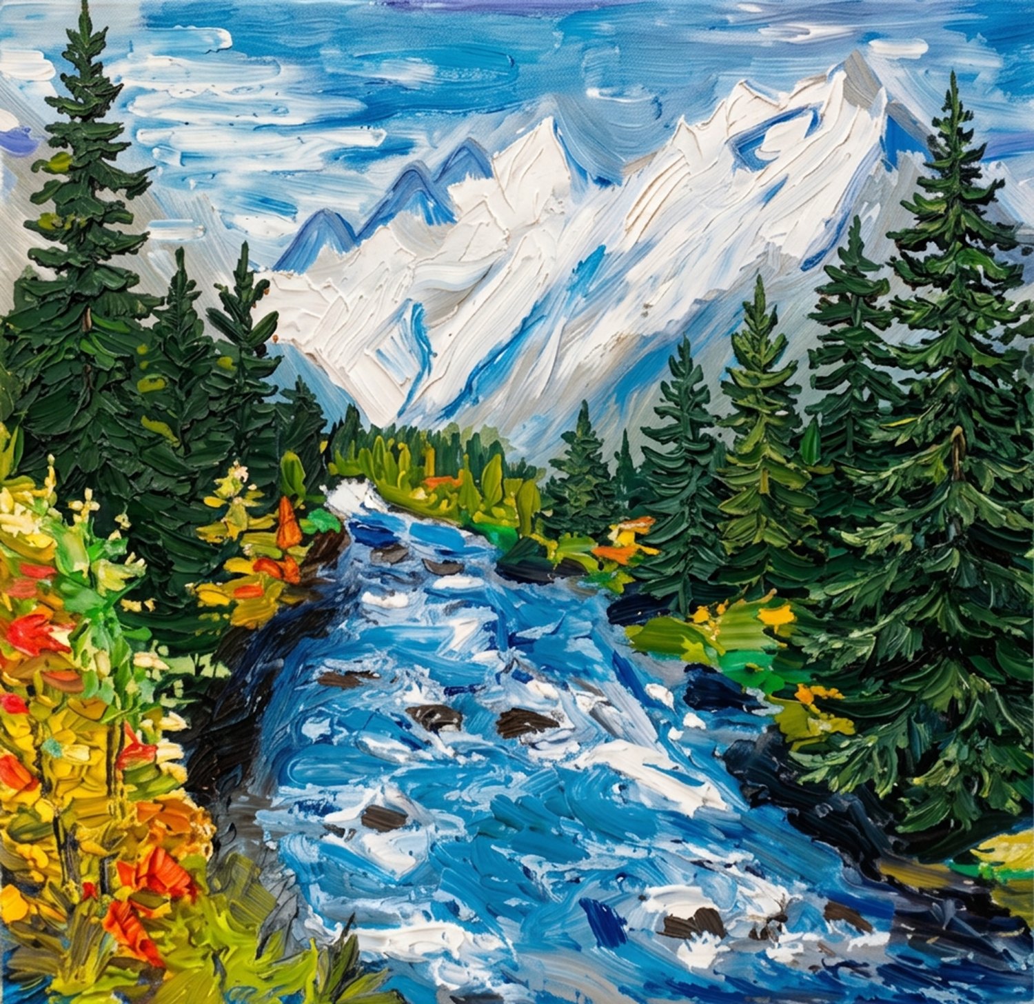 Mountain River — oil on canvas