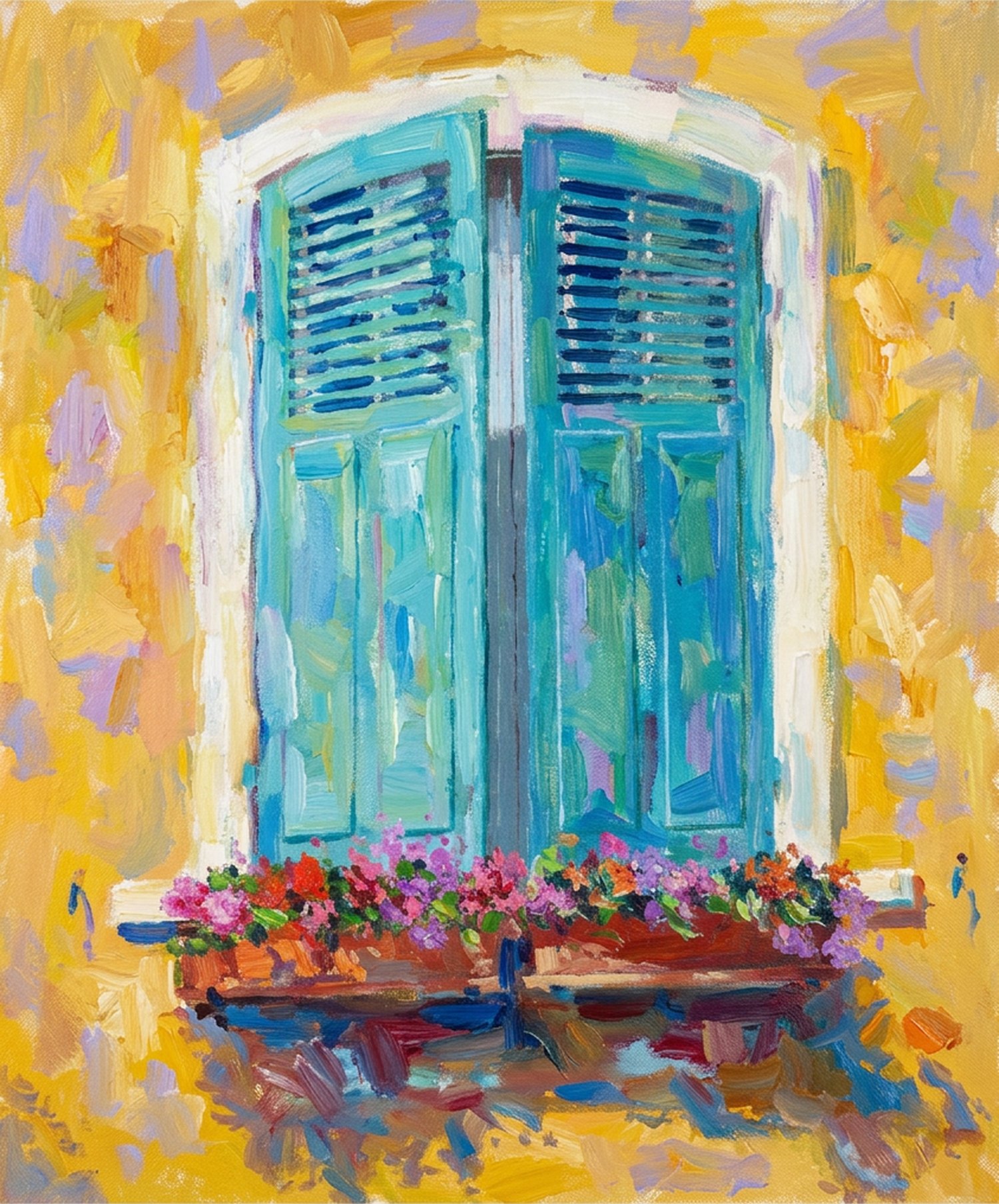 Blue Shutters — oil on canvas