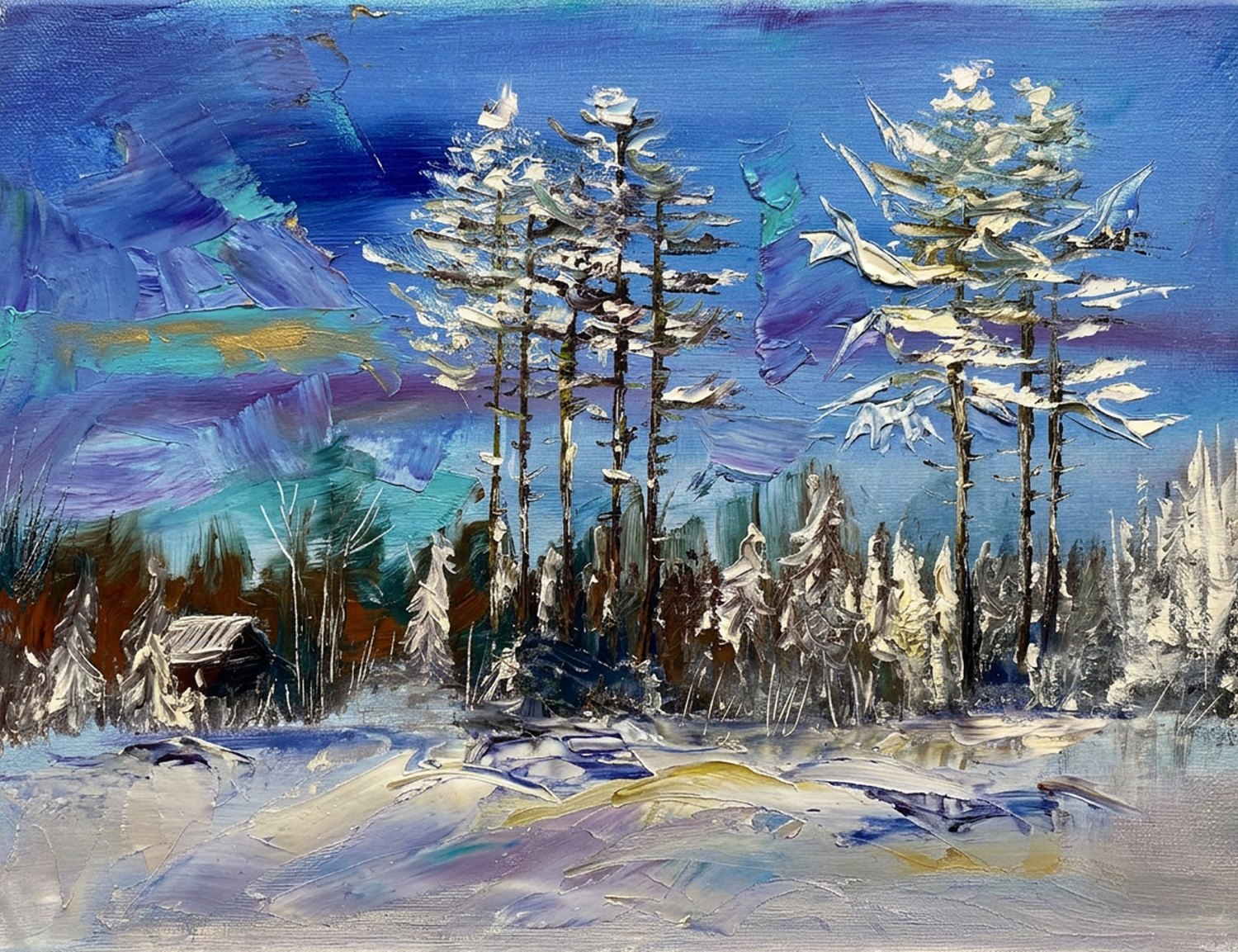 Winter Pines — oil on canvas