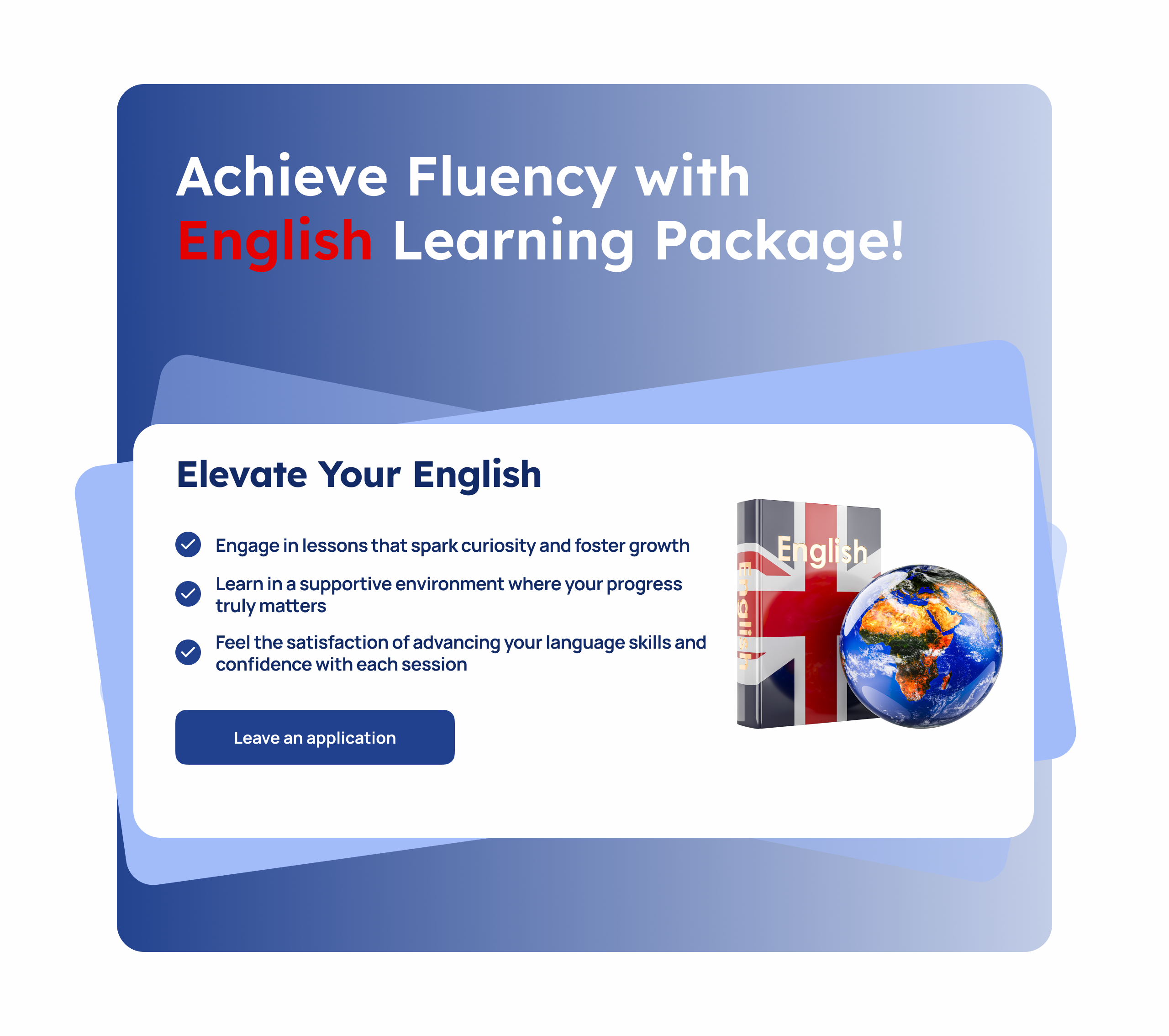 Elevate your English — package highlight card
