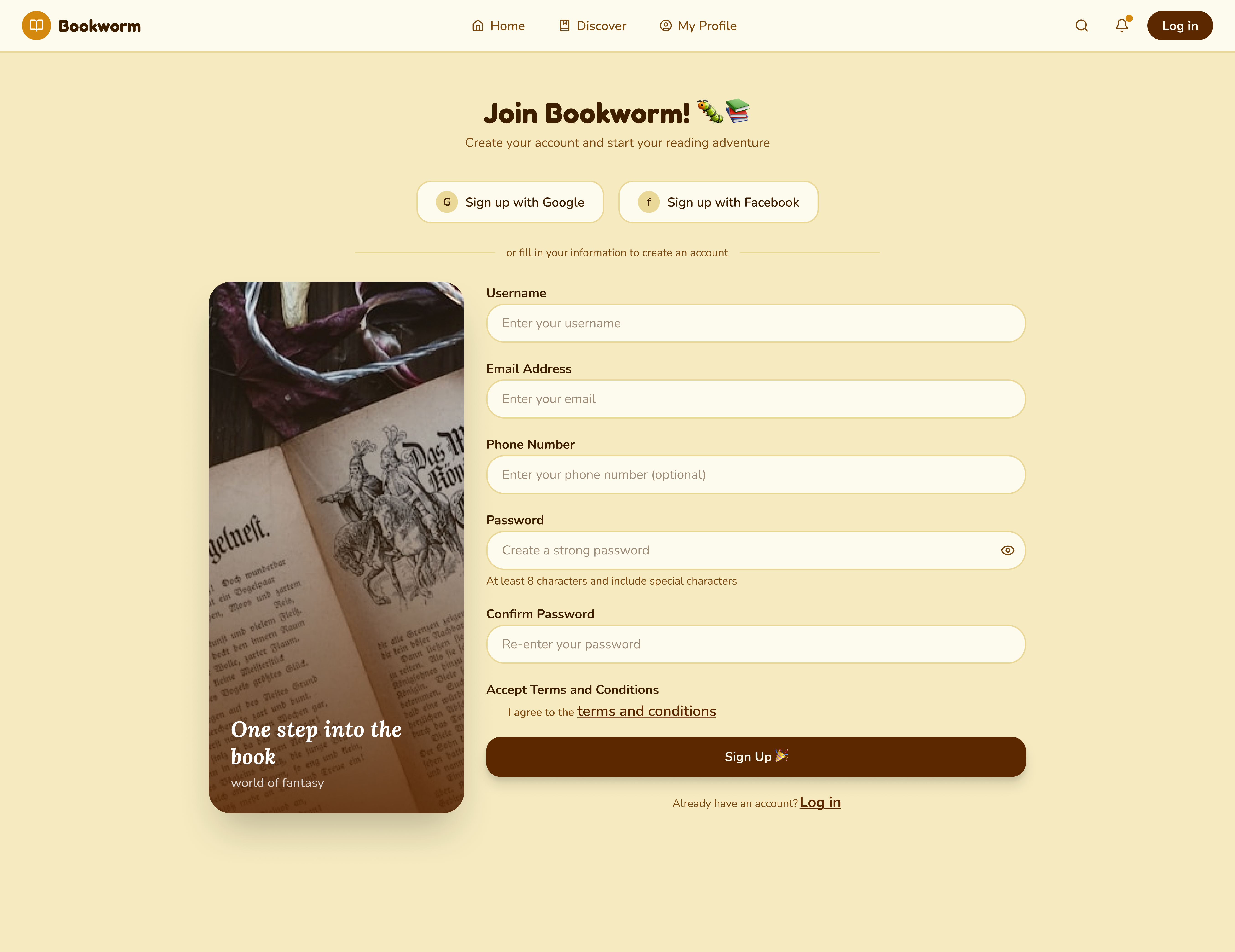 Bookworm — SIGN UP