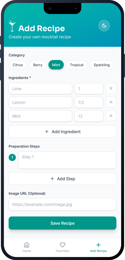 Add recipe filled