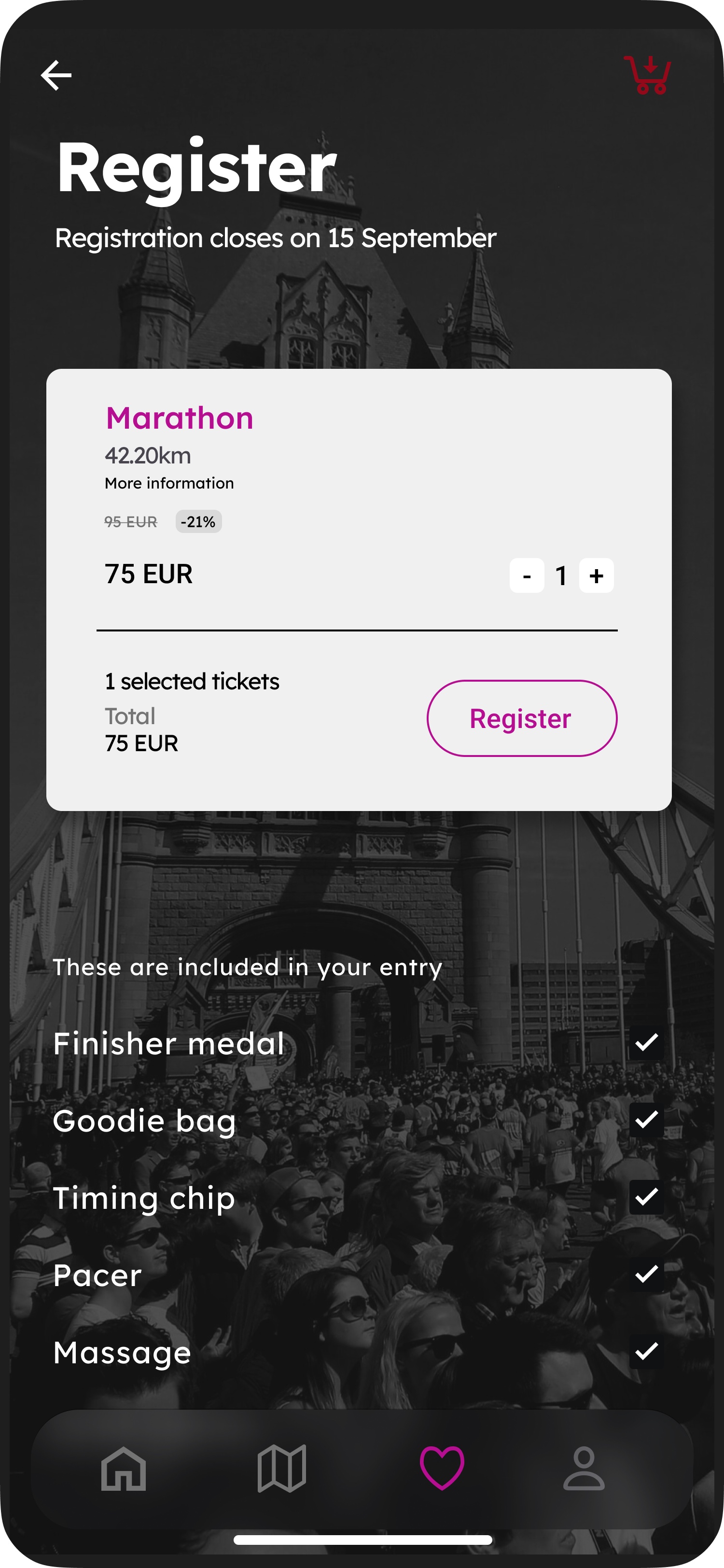 Register — tickets and entry